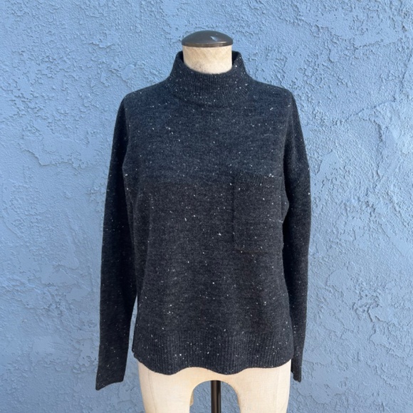 Donegal Redmond Mockneck Pocket Sweater Womens Small Gray preppy Minimalist - Picture 4 of 8
